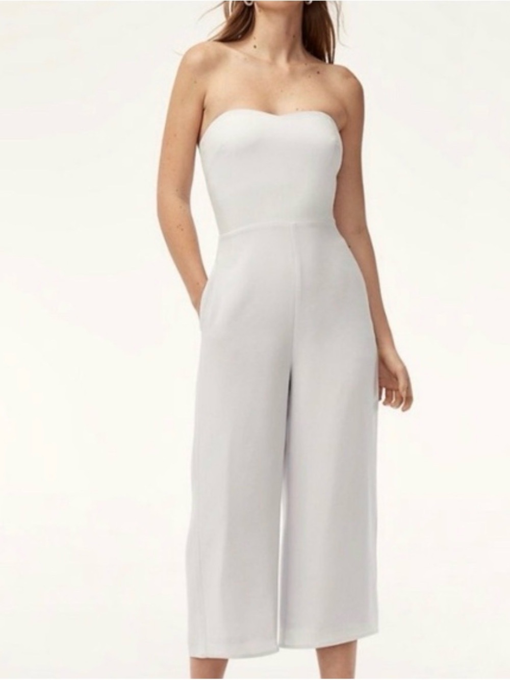 Aritzia Babaton Roshan Strapless Wide Leg Crop Jumpsuit Size 6
